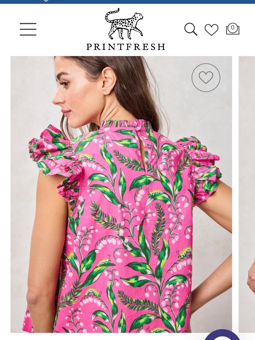Printfresh When In Doubt Ruffle Blouse S Pink Lilly of the Valley Organic Cotton - Picture 2 of 8